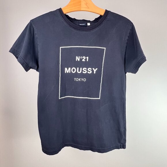 MOUSSY Tokyo Distressed Boxy Printed Tee - Picture 1 of 10